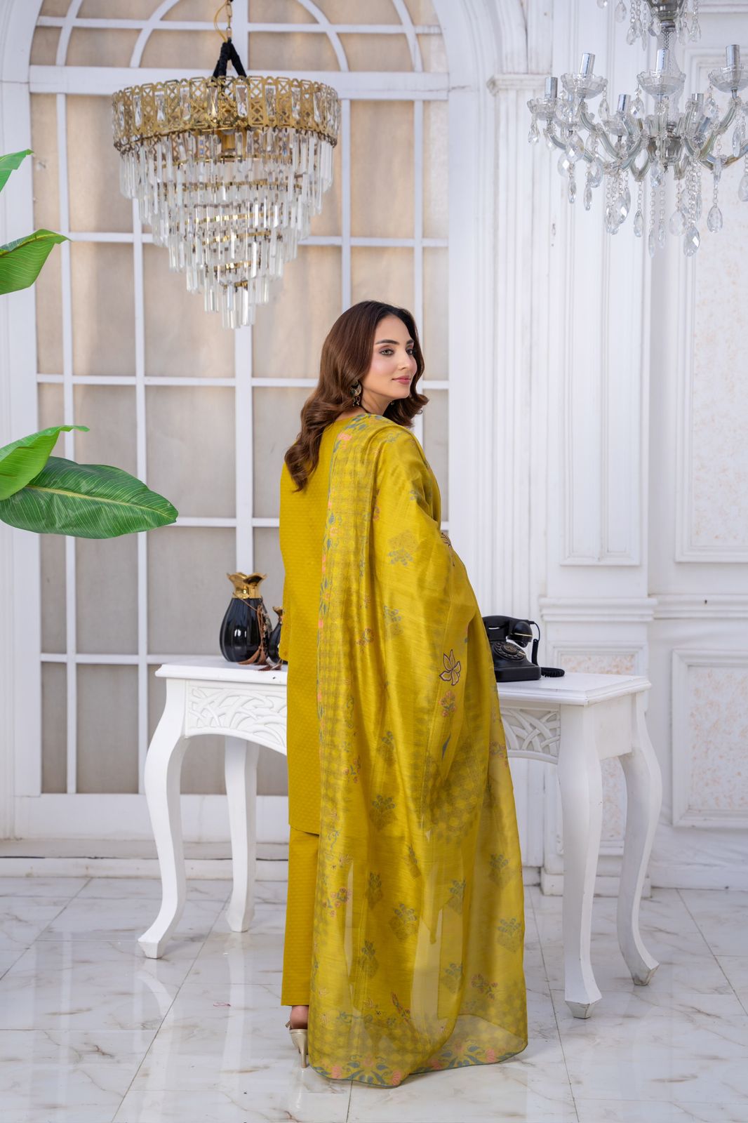 ✨ Mustard Embroidered Winter Cotton 3-Piece Suit ✨